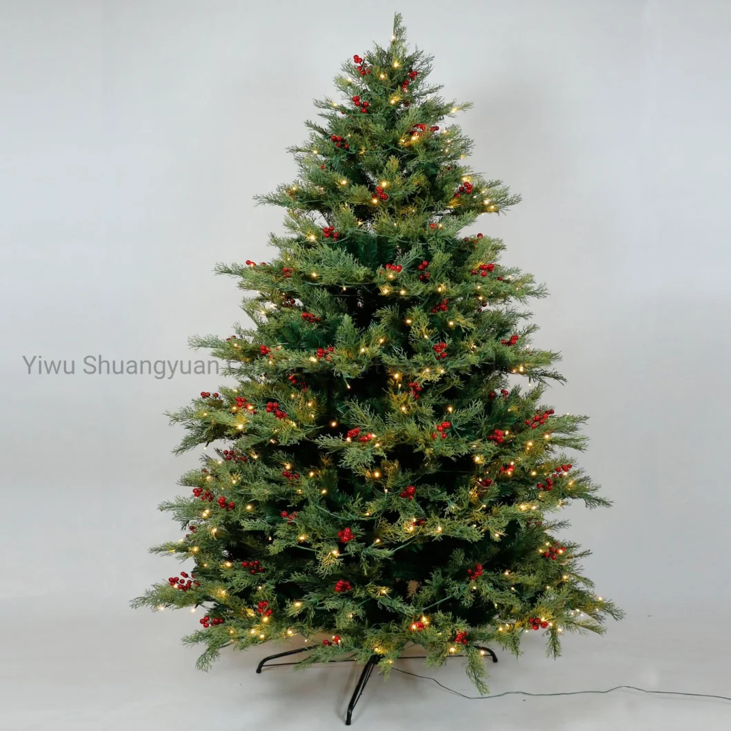 Wholesale Christmas LED Lighting PVC+PE Mixed Pre-Lit Green Artificial Christmas Tree