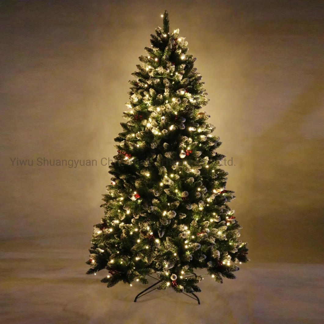 Wholesale Christmas LED Lighting PVC+PE Mixed Pre-Lit Green Artificial Christmas Tree