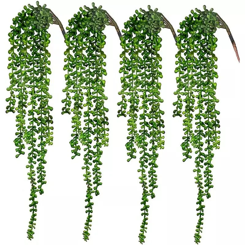 Artificial Succulents Hanging Plants Faux String of Pearls for Wall Home Garden Decor