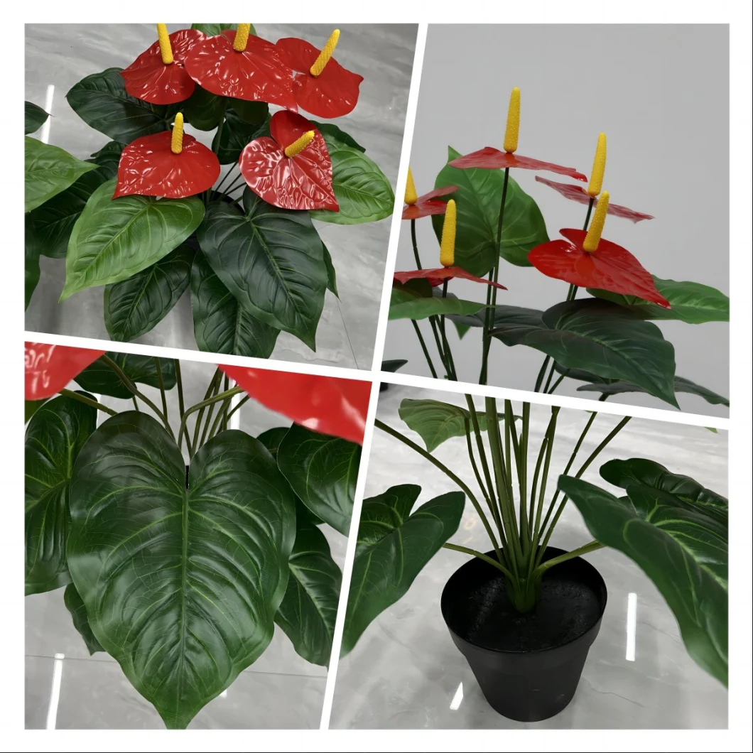 Beautiful 18 Leaves Small Bonsai Can Be Customized, Artificial and Decorative Plant Tree Small Anthurium