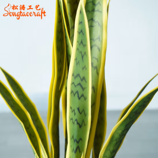 Hochwertiger, heißer Verkauf, gelber dekorativer Schlangenpflanze, künstlicher Sansewieria-Bonsai-Baum