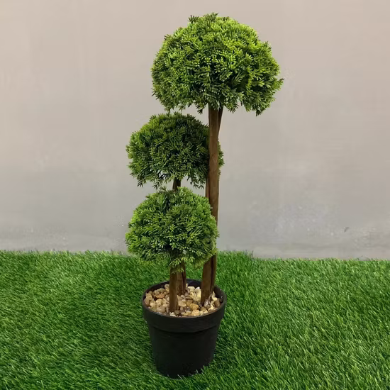 Grüne Mini-Kunstpflanze im Topf für Gartendekoration, Bonsai für Tischplatte