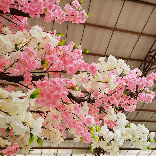 Benutzerdefinierte rosa und weiße Blume gefälschte Sakura große große 2-6 Meter künstliche Kirschblütenbaum für Indoor Outdoor Hochzeit Pflanzendekor